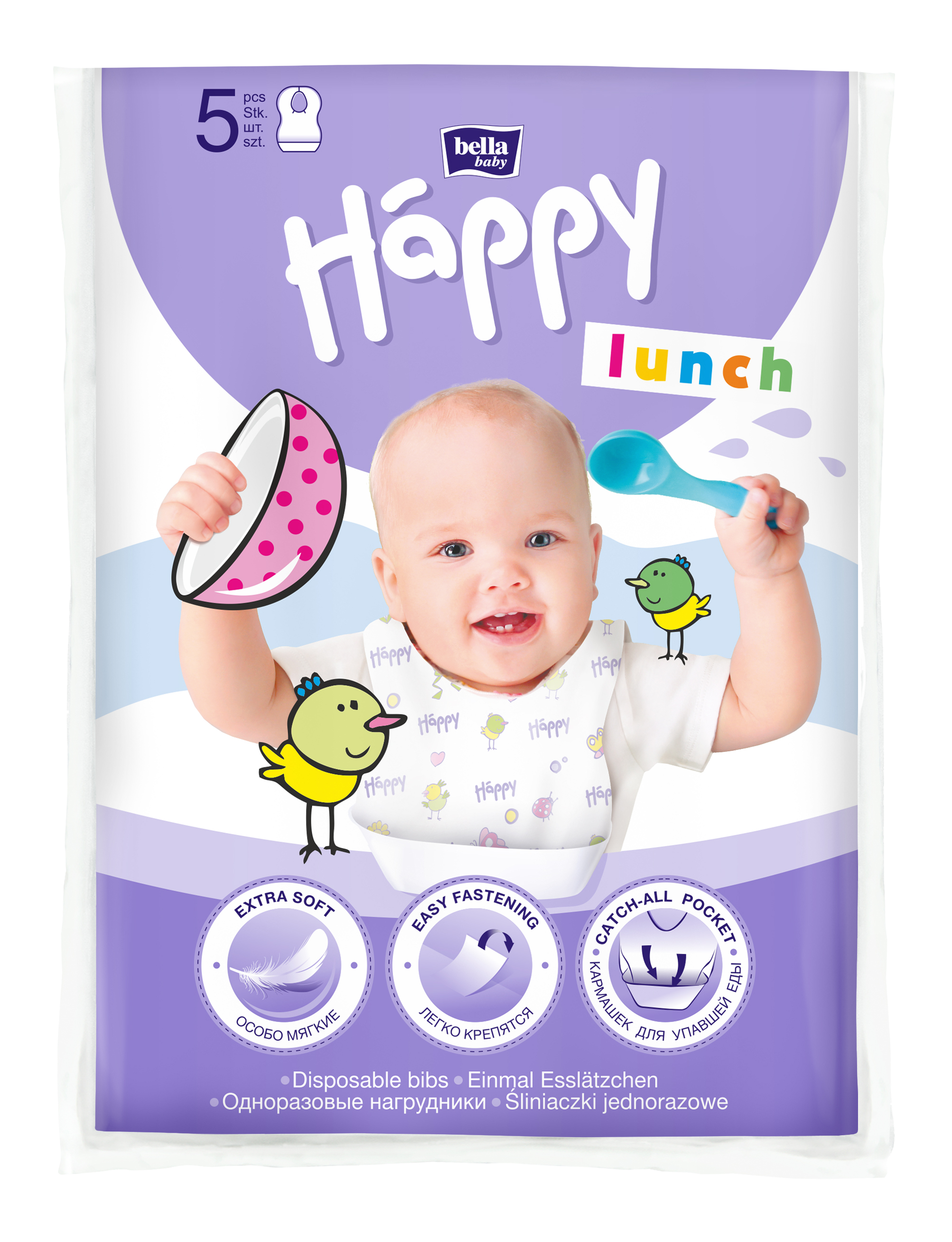 JEDNORAZOVÉ DETSKÉ PODBRADNÍKY Happy Lunch - 5 ks