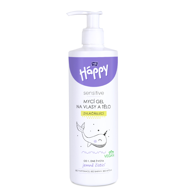 UMÝVACÍ GÉL NA VLASY A TELO Happy Sensitive - 400 ml