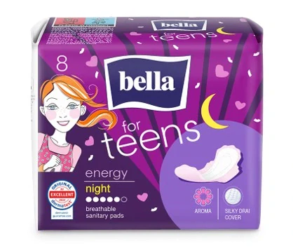 ULTRATENKÉ HYGIENICKÉ VLOŽKY Bella for Teens Energy Night - 8 ks