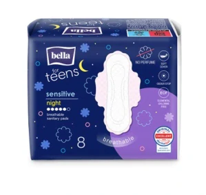 ULTRATENKÉ HYGIENICKÉ VLOŽKY Bella for Teens Sensitive Night - 8 ks