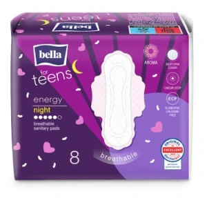 ULTRATENKÉ HYGIENICKÉ VLOŽKY Bella for Teens Energy Night - 8 ks