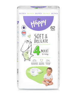 DETSKÉ PLIENKY Happy Soft and Delicate Maxi Big Pack - 62 ks