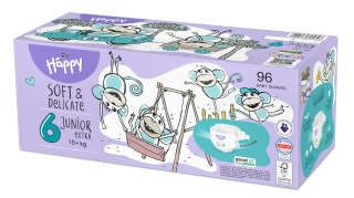 DETSKÉ PLIENKY Happy Soft and Delicate Junior Extra - 96 ks