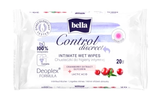 Exspirácia 7.7.2026 - Bella Control Discreet vlhčené obrúsky na intímnu hygienu splachovateľné - 20 ks