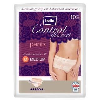 INKONTINENČNÉ NOHAVIČKY Bella Control Discreet Pants pre ženy M - 10 ks